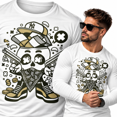 LONGSLEEVE ANIMOWANY SKULL GANGSTER